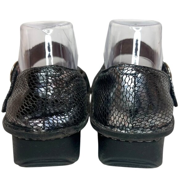 ALEGRIA Paloma Pewter Charmer Mary Jane 39 8.5 9 Iridescent Snakeskin Clogs Nurs - Picture 7 of 9